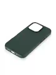 Тёмно-зелёный чехол MagSafe для iPhone 16, Pro Max Plus кожаный BROSCORP из экокожи с защитой камер