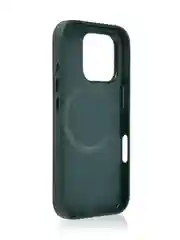Тёмно-зелёный чехол MagSafe для iPhone 16, Pro Max Plus кожаный BROSCORP из экокожи с защитой камер