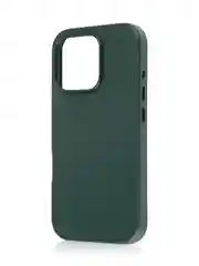 Тёмно-зелёный чехол MagSafe для iPhone 16, Pro Max Plus кожаный BROSCORP из экокожи с защитой камер