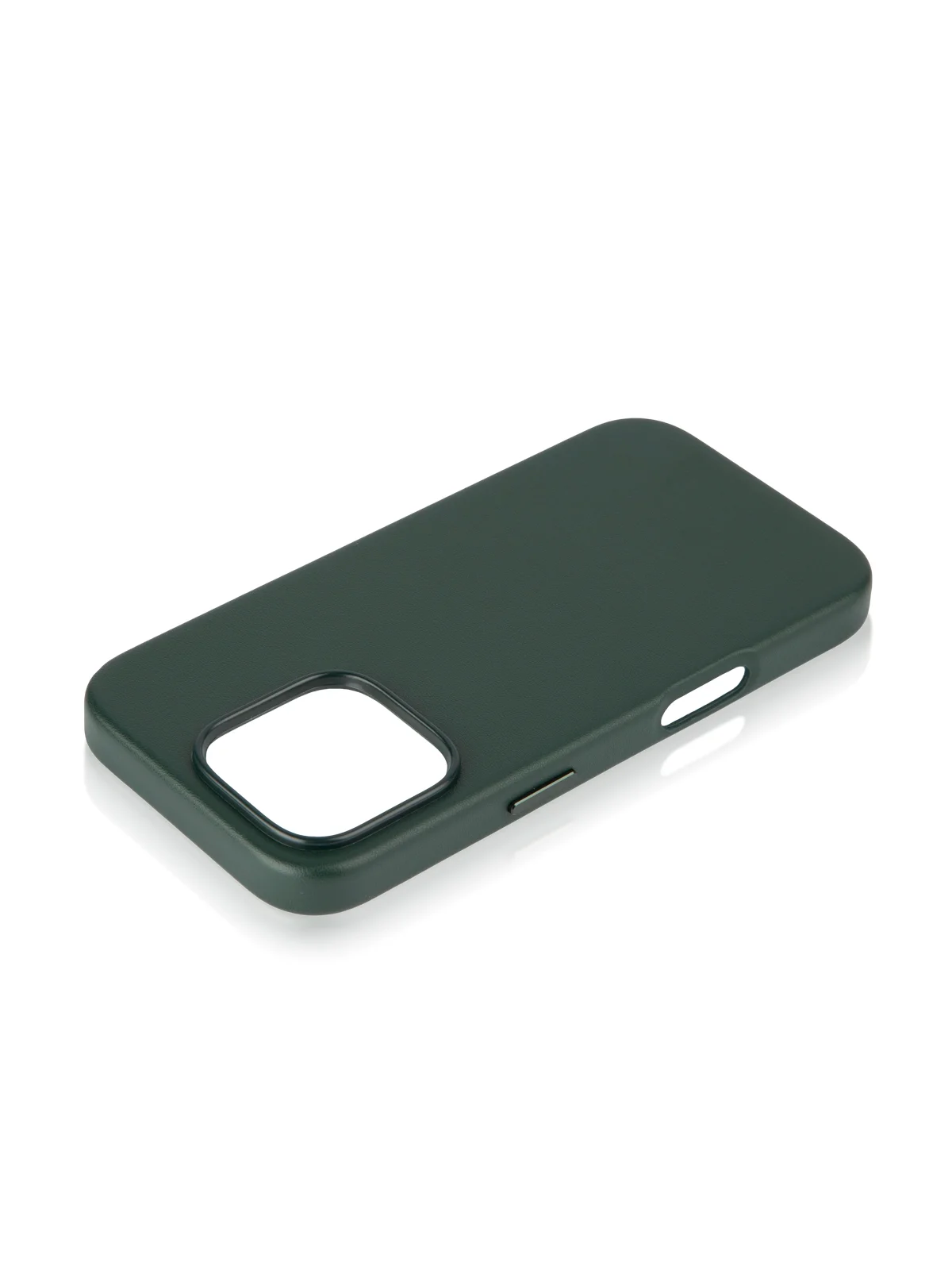 Тёмно-зелёный чехол MagSafe для iPhone 16, Pro Max Plus кожаный BROSCORP из экокожи с защитой камер