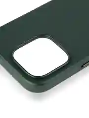 Тёмно-зелёный чехол MagSafe для iPhone 16, Pro Max Plus кожаный BROSCORP из экокожи с защитой камер