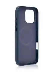 Синий чехол MagSafe для iPhone 16, Pro Max Plus кожаный BROSCORP из экокожи с защитой камер