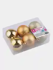 Шары ёлочные ЗОЛОТАЯ СКАЗКА Trio, пластик, темное золото, 6 штук, 8 см