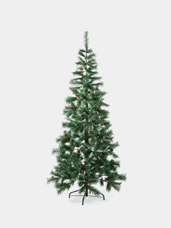 Елка искуственная, новогодняя, 210 см, Velvet Pinewood, с инеем и шишками, ЗОЛОТАЯ СКАЗКА