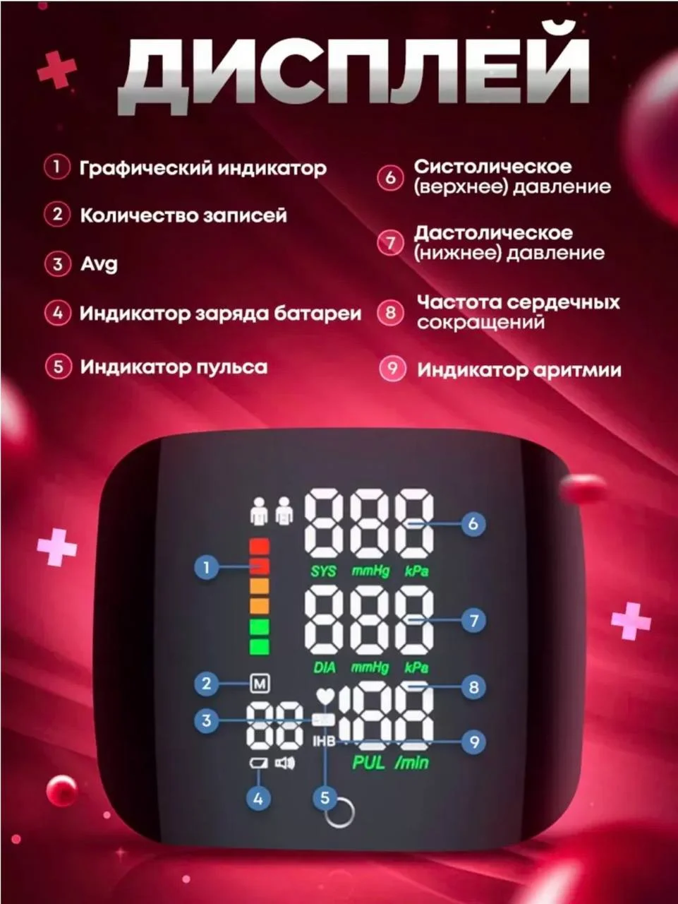 Черный тонометр автоматический электронный для измерения давления
