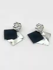 Серебряный серьги-подвески женские, квадратные, серьги массивные