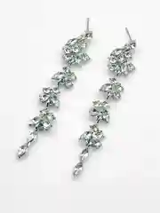Серебряный серьги женские, длинные, вечерние, со стразами