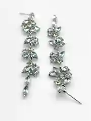 Серебряный серьги женские, длинные, вечерние, со стразами