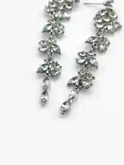 Серебряный серьги женские, длинные, вечерние, со стразами