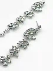 Серебряный серьги женские, длинные, вечерние, со стразами