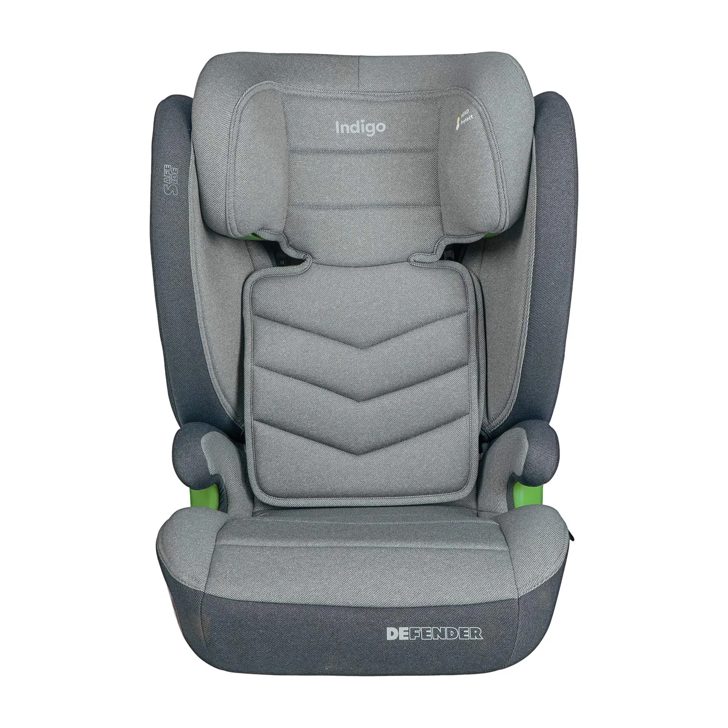 Серый детское автокресло бустер Indigo DEFENDER I-SIZE Isofix растущее, от 15 до 36 кг