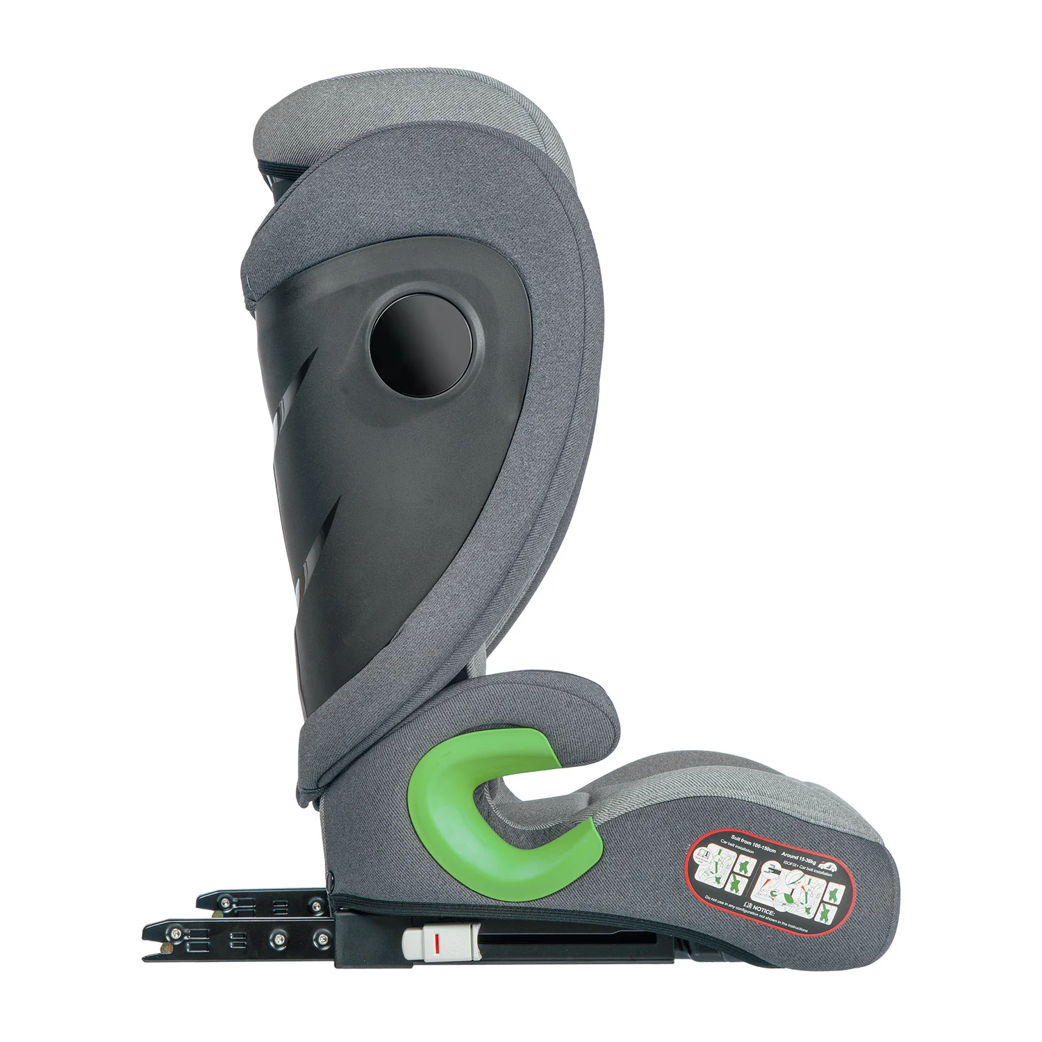 Серый детское автокресло бустер Indigo DEFENDER I-SIZE Isofix растущее, от 15 до 36 кг