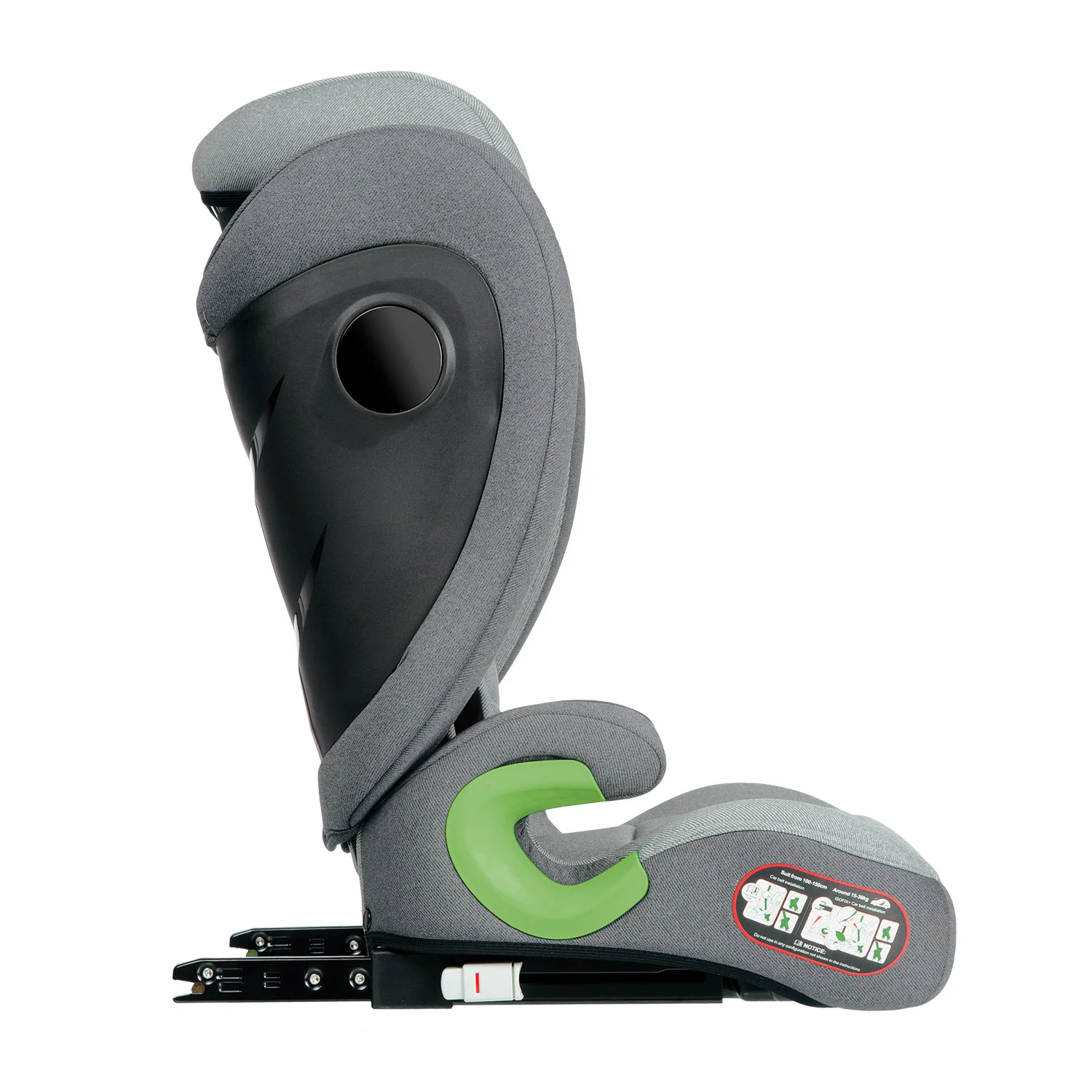Серый детское автокресло бустер Indigo DEFENDER I-SIZE Isofix растущее, от 15 до 36 кг