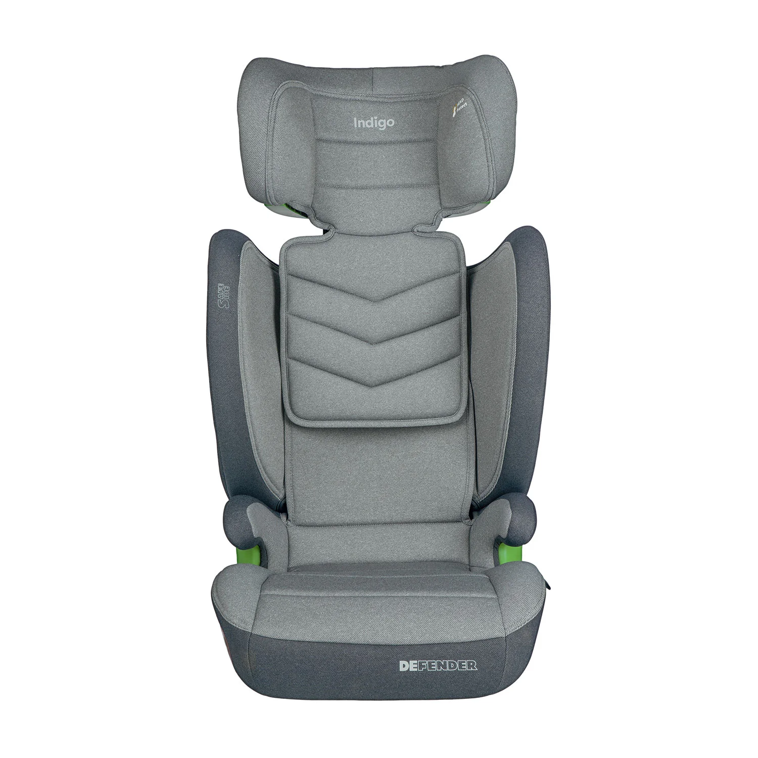 Серый детское автокресло бустер Indigo DEFENDER I-SIZE Isofix растущее, от 15 до 36 кг