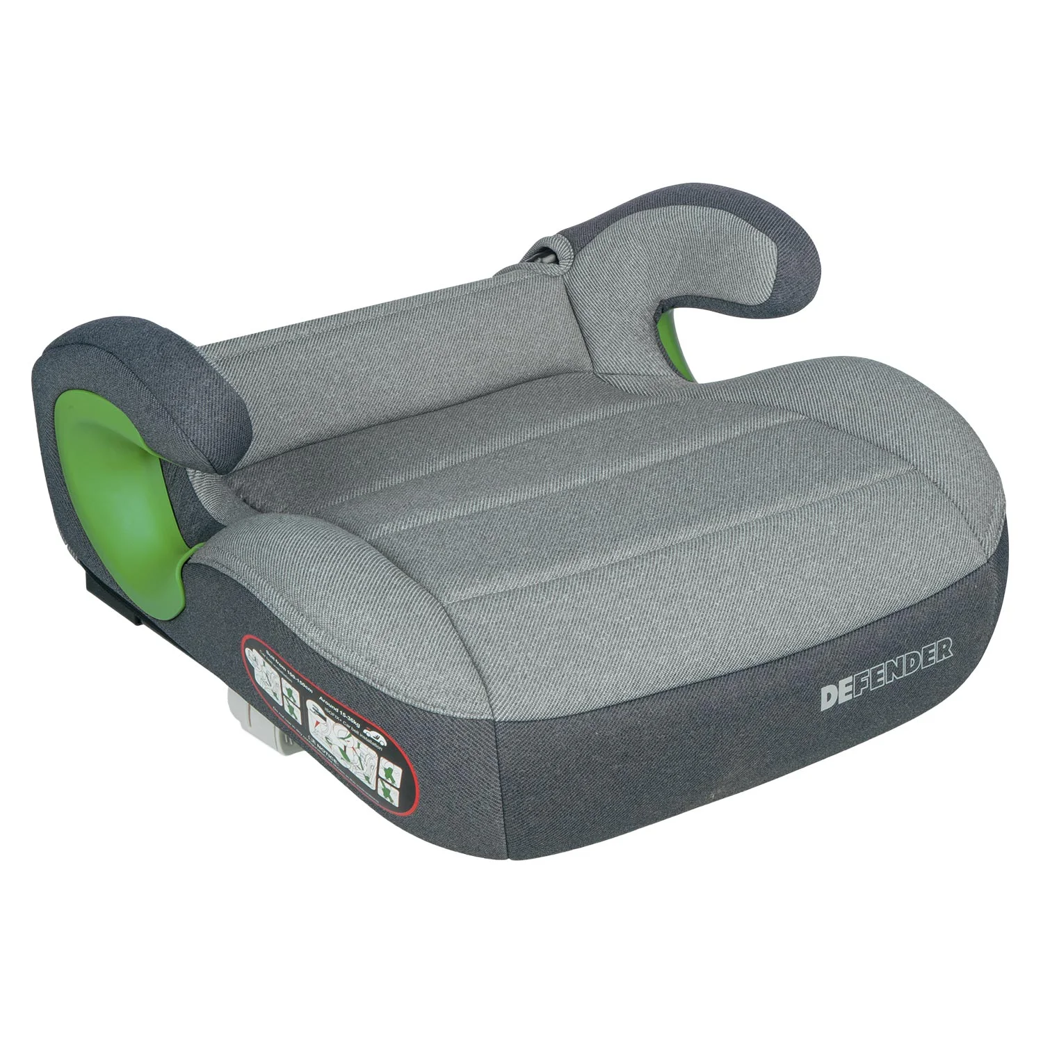 Серый детское автокресло бустер Indigo DEFENDER I-SIZE Isofix растущее, от 15 до 36 кг