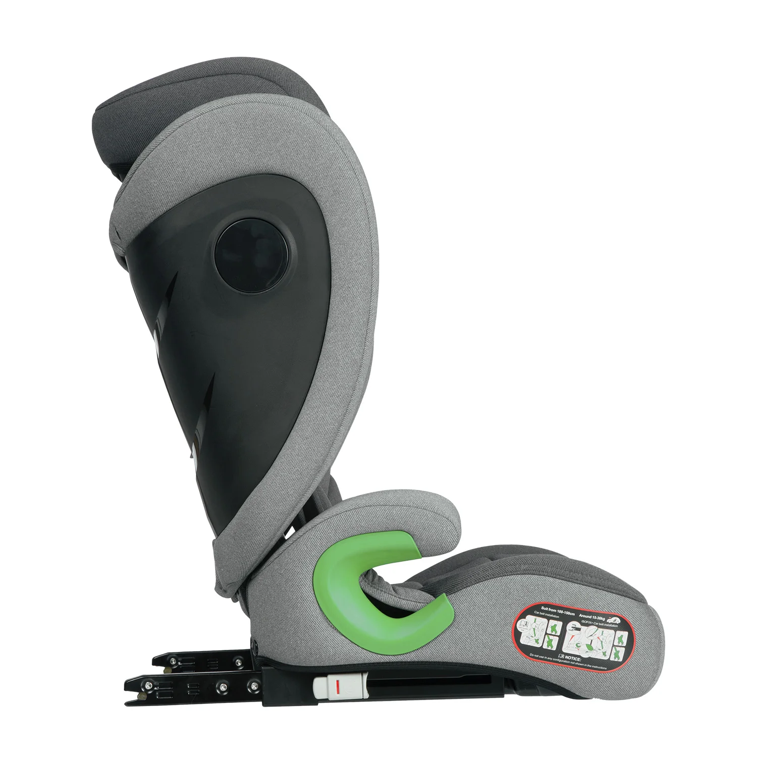 Тёмно-серый детское автокресло бустер Indigo DEFENDER I-SIZE Isofix растущее, от 15 до 36 кг