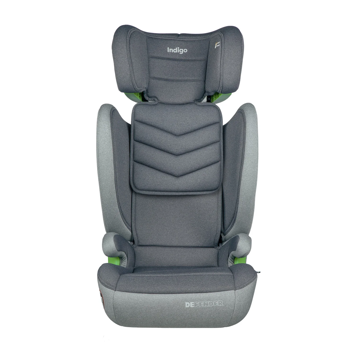 Тёмно-серый детское автокресло бустер Indigo DEFENDER I-SIZE Isofix растущее, от 15 до 36 кг