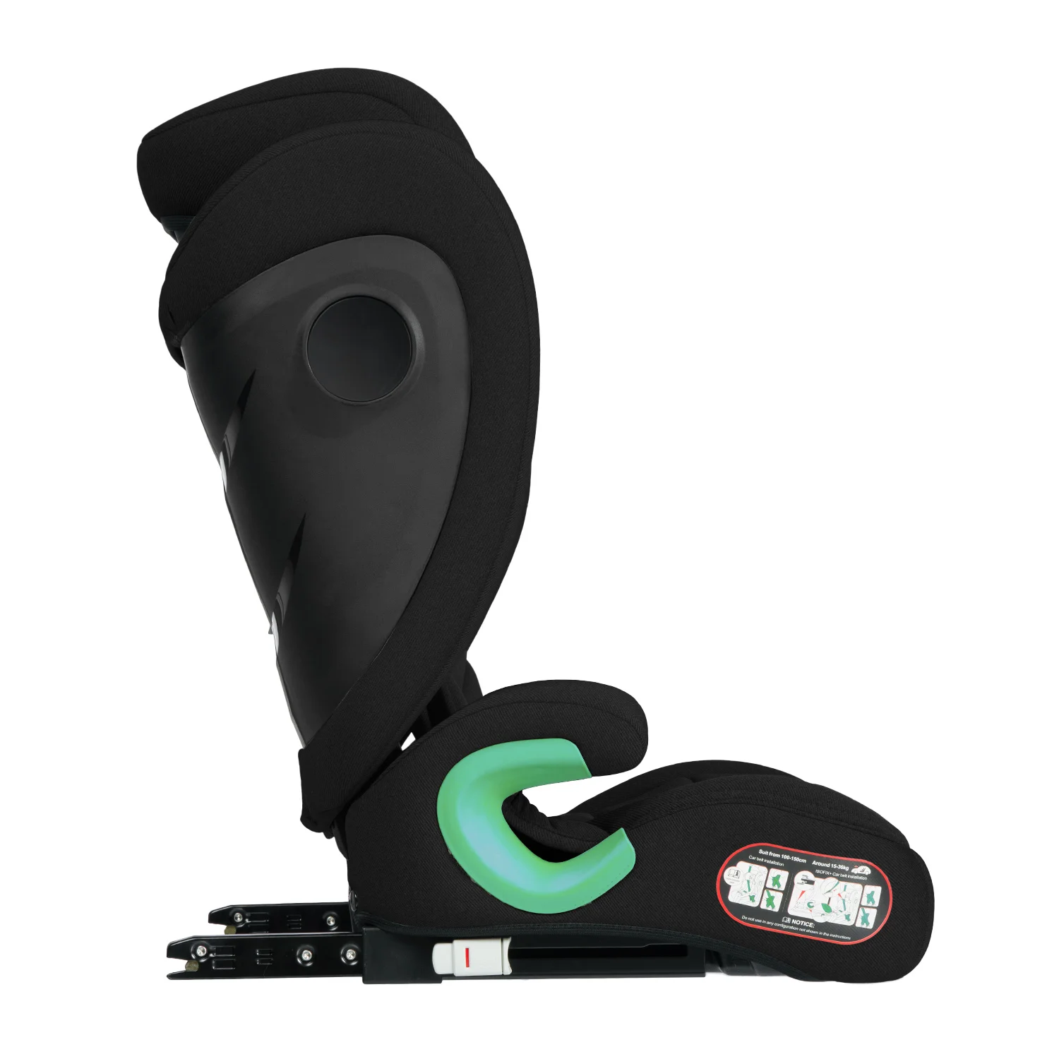 Черный детское автокресло бустер Indigo DEFENDER I-SIZE Isofix растущее, от 15 до 36 кг