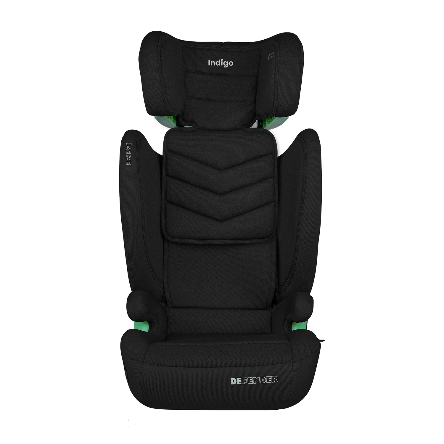 Черный детское автокресло бустер Indigo DEFENDER I-SIZE Isofix растущее, от 15 до 36 кг
