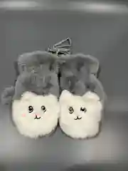 Серый варежки детские меховые зимние, утепленные, пушистые, для девочек и мальчиков