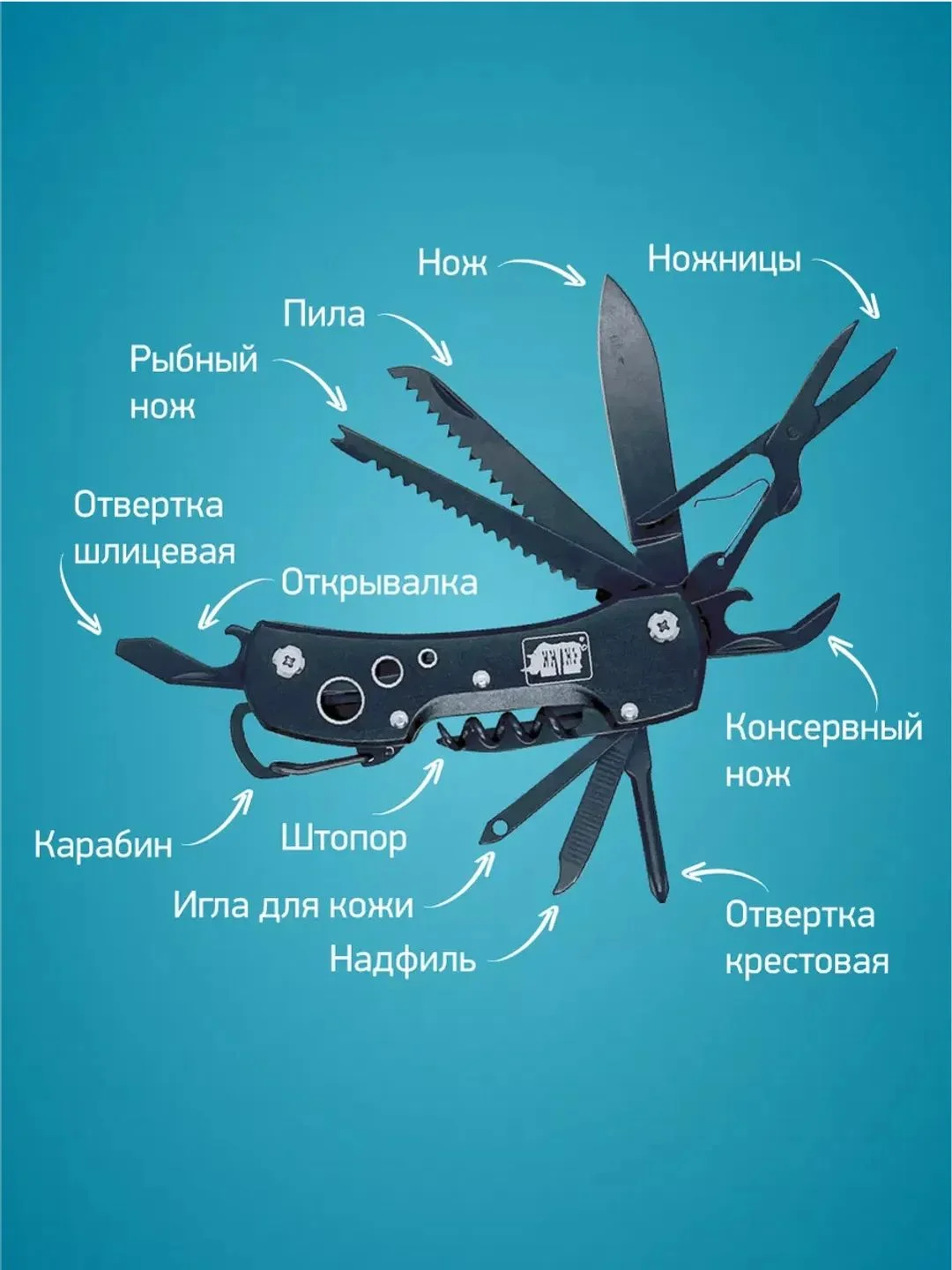 Многофункциональный складной нож 15 в 1 Мультитул
