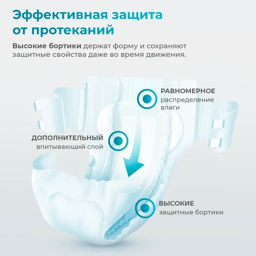 Подгузники для взрослых Reva Care Normal, на липучках, 30 штук