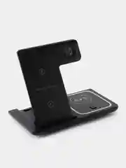 Черный беспроводная зарядка 3 в 1, для iPhone, iWatch, AirPods, Android