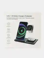 Черный беспроводная зарядка 3 в 1, для iPhone, iWatch, AirPods, Android
