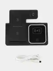 Черный беспроводная зарядка 3 в 1, для iPhone, iWatch, AirPods, Android