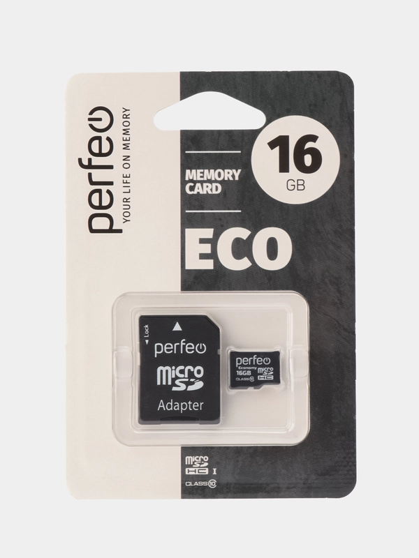 Карта памяти Perfeo microSD 16GB High-Capacity (Class 10) с адаптером economy series