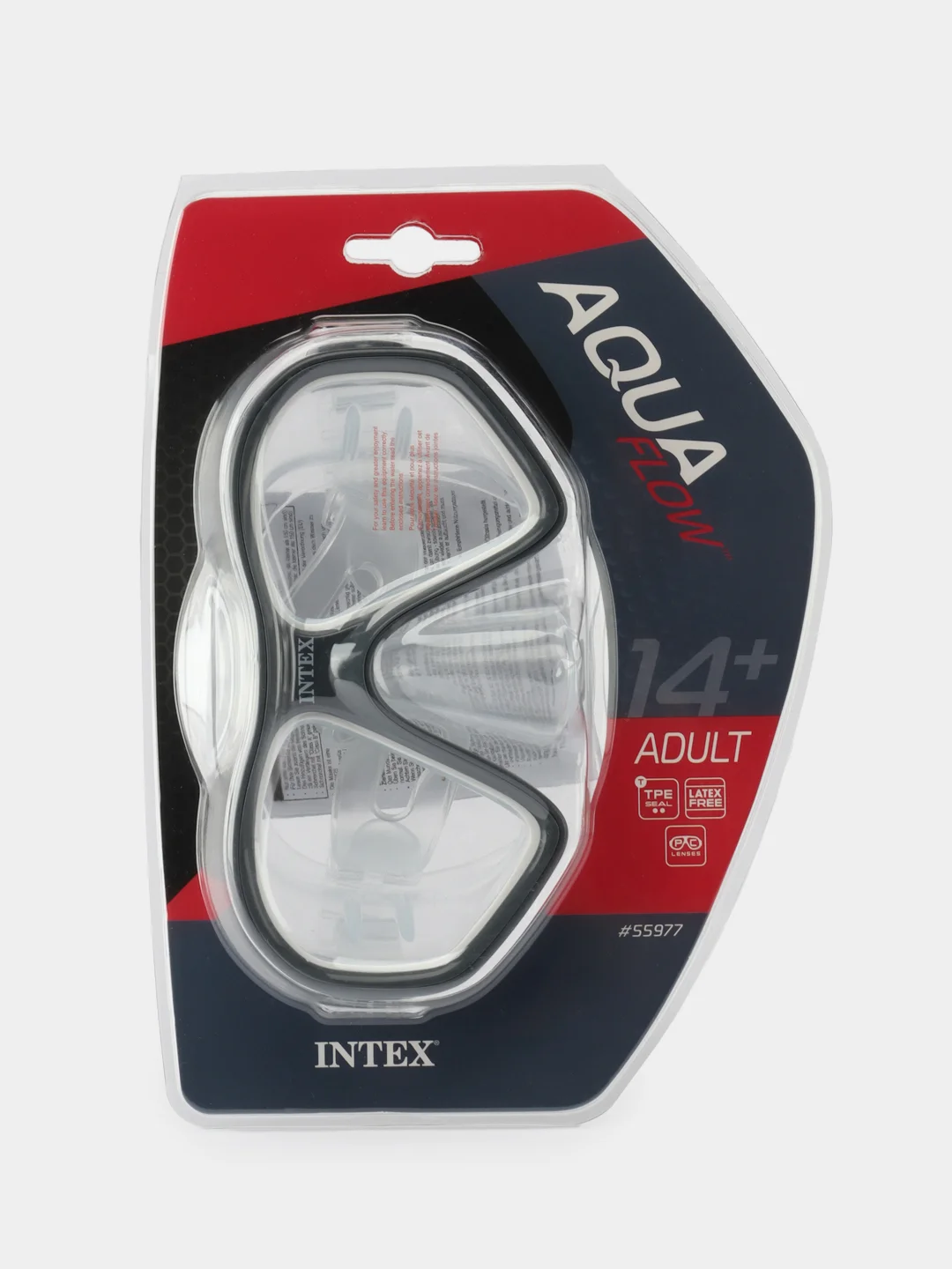 Серый маска для подводного плавания INTEX REEF RIDER, плавательные очки для бассейна, от 14 лет