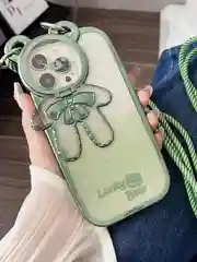 Тёмно-зелёный чехол для iPhone 15 Pro Max, 15 Pro, 15, 14, 23, 12, 11, 14 Pro Max, 14 Pro Lucky Bear