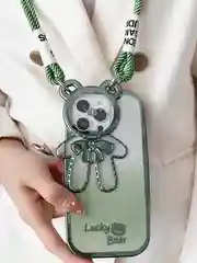 Тёмно-зелёный чехол для iPhone 15 Pro Max, 15 Pro, 15, 14, 23, 12, 11, 14 Pro Max, 14 Pro Lucky Bear