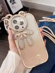 Золотой чехол для iPhone 15 Pro Max, 15 Pro, 15, 14, 23, 12, 11, 14 Pro Max, 14 Pro Lucky Bear