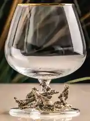 Прозрачный бокал для коньяка "Медведи", в черно-белой картонной коробке