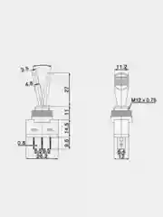 Синий тумблер 12V 20А (3c) ON-OFF однополюсный с подсветкой (комплект с клеммами и термоусадкой)