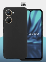 Чехол для Vivo Y03, Y18 силиконовый ROSCO матовый/ прозрачный, бортик защита камер, тонкий