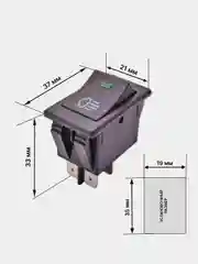 Зеленый выключатель (фары, свет) клавишный 12V 35А (4с) ON-OFF с  LED подсв (+ клеммамы и термоус)