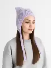 Сиреневый шапка с ушками