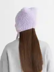 Сиреневый шапка с ушками