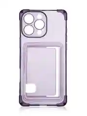 Фиолетовый чехол для iPhone 16 Pro Max противоударный ROSCO, силиконовый, с карманом для карт, углами