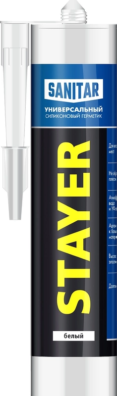 Герметик STAYER акриловый, силиконовый, санитарный, белый, универсальный,