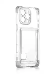 Прозрачный чехол для iPhone 16 Pro Max противоударный ROSCO, силиконовый, с карманом для карт, углами