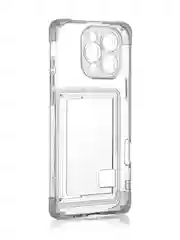 Прозрачный чехол для iPhone 16 Pro Max противоударный ROSCO, силиконовый, с карманом для карт, углами