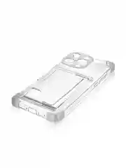 Прозрачный чехол для iPhone 16 Pro Max противоударный ROSCO, силиконовый, с карманом для карт, углами
