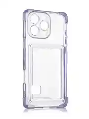 Лавандовый чехол для iPhone 16 Pro Max противоударный ROSCO, силиконовый, с карманом для карт, углами
