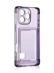 Фиолетовый чехол для iPhone 16 Pro Max противоударный ROSCO, силиконовый, с карманом для карт, углами