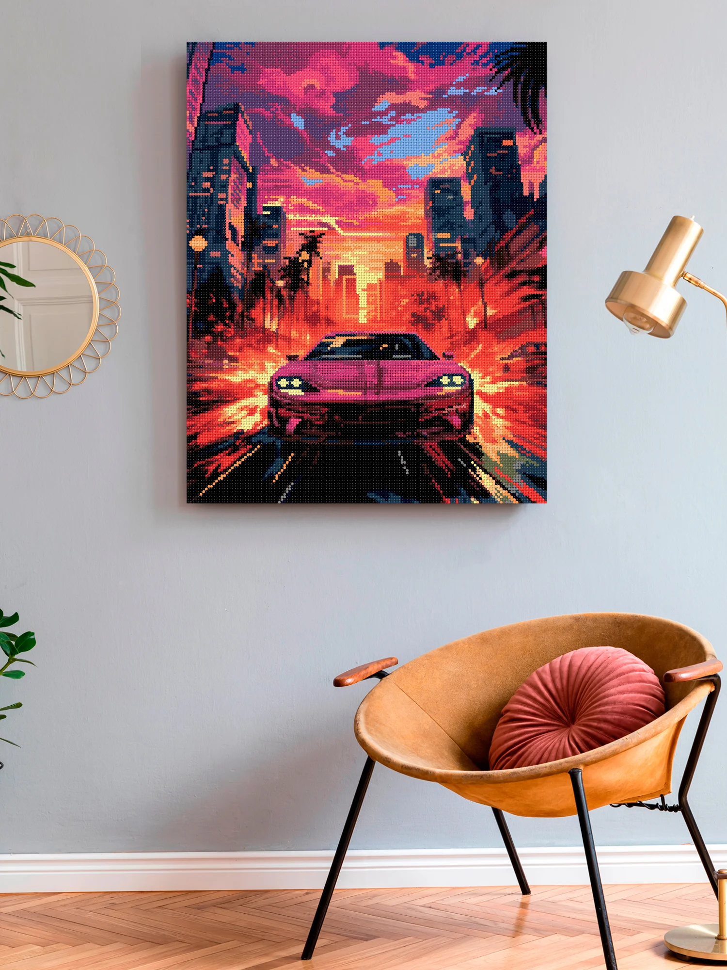 "Городской дрифт. Машина" алмазная мозаика на подрамнике, 40 х 50, "Art on Canvas"