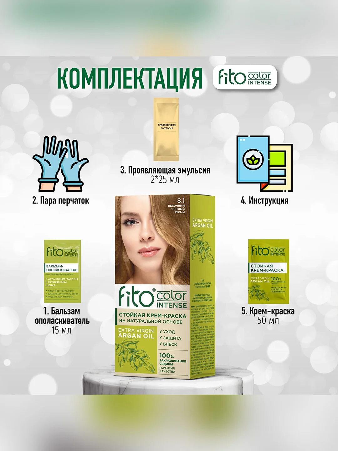 Стойкая крем-краска для волос Fito color intense, тон 8.1, Песочный светлый русый, 115 мл