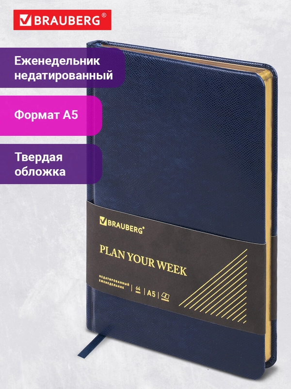Ежедневник-планер (планинг), записная книжка недатированный А5, Brauberg, под кожу, 114476